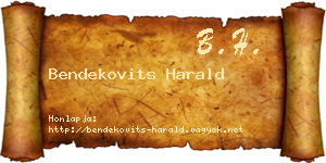 Bendekovits Harald névjegykártya